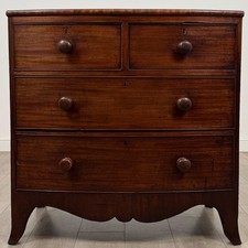 Antique 18th Century Small Mahogany Bow Front Chest Of Drawers ( AF-4787 )