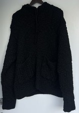 VTG Dexter Wong Chunky Knit Wool Sweater Zip Up Hoodie Pocket Avant Garde Thick