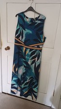 Monsoon Teal And Ochre Midi Dress