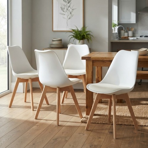 Set white wooden dining - set,