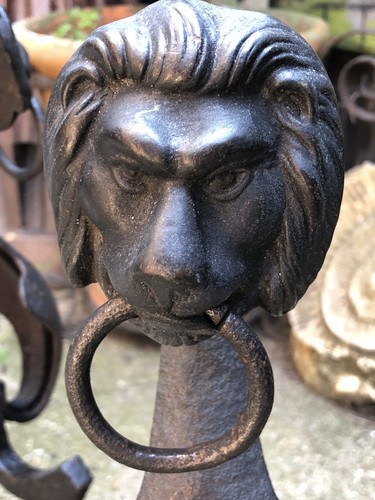 Wrought iron fire dogs - , antique