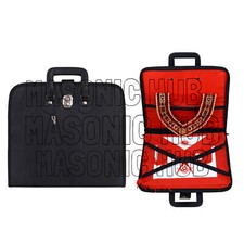 Masonic Regalia Black Faux Leather Masonic Apron Soft Case with Handle [BLACK]