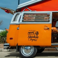 And So The Adventure Begins Sticker Car Caravan Motorhome Camper Van Large Decal