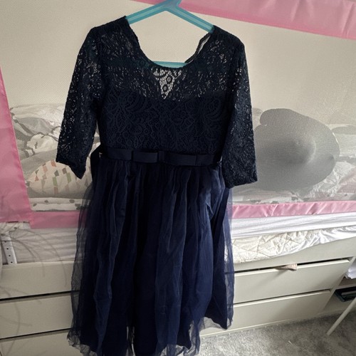Teens navy lace ball gown - teens,