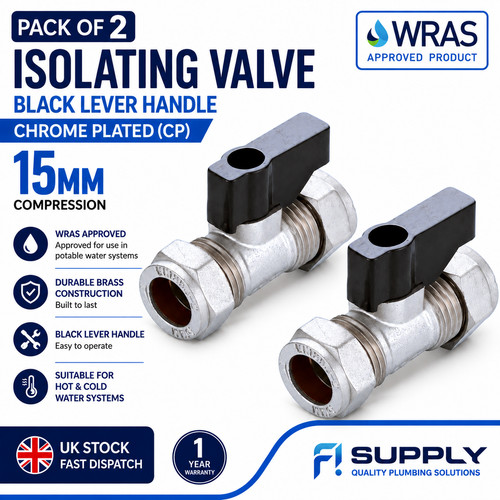 15mm isolating valve black - 15mm,