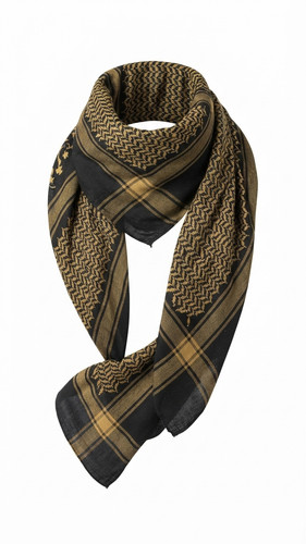 Black gold shemagh scarf - black,
