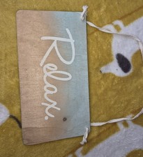 Wooden Sign "Relax."  White Script With A Two-Tone Background. 7 x 3.5 Inches.