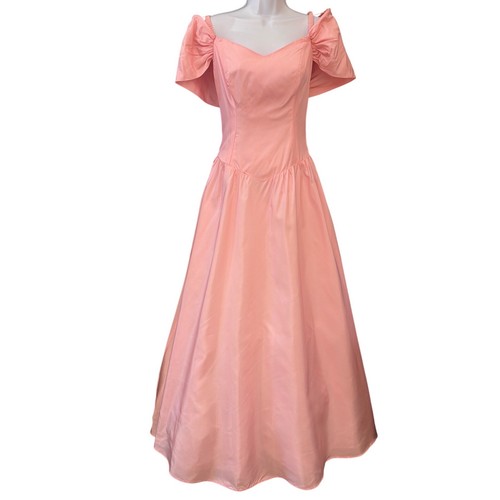 80s ilgwu pink taffeta gown - ilgwu,