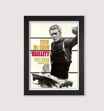 Framed Bullitt Steve McQueen Classic Vintage Movie Poster Reproduction Print