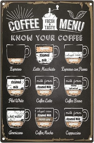 12x8 inch coffee menu sign - inch,