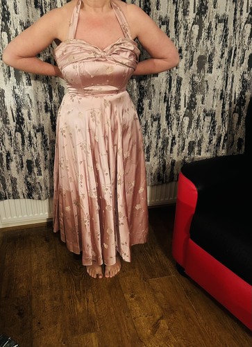 Pink floral halter neck