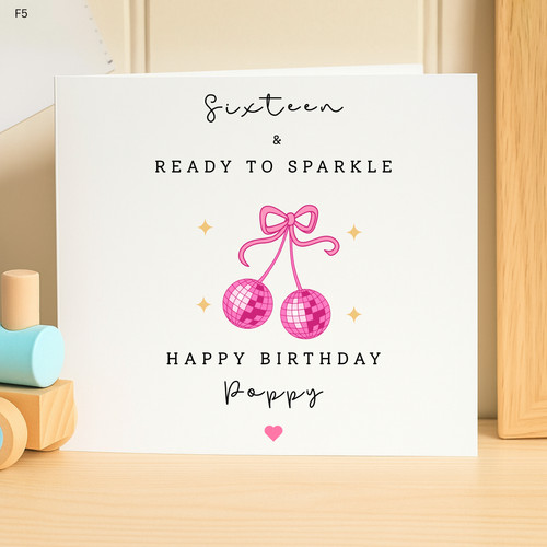 16th birthday card - card, poppy