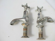 Large Antique Brass Taps Caps Victorian Vintage Old Sink Basin Bath Chrome 