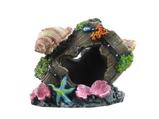 Fixturedisplays Ancient Barrel Ruins Seashell Ornament Aquarium Fish Tank Decora