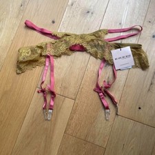 Urban outfitters We Are We Wear mustard/pink Colour-Block Suspender Belt -Size M