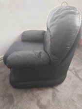 2 X Blue Leather Arm Chairs