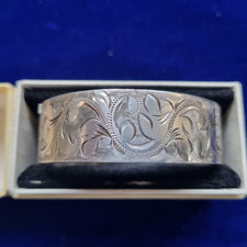 Sterling Silver Bold Hallmark Hinged Cuff Bangle Bracelet Vintage 1977 Bham
