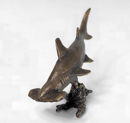 Solid bronze hammerhead shark - hammerhead,