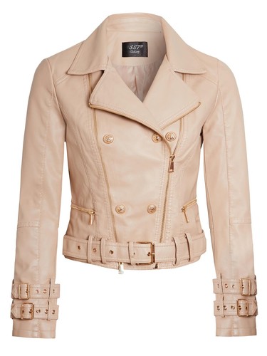 Womens faux leather biker - womens,