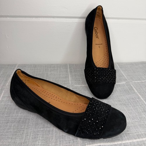 Gabor black flats suede - us,