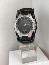 Pulsar Men's Dual Time Digital & Analogue Black Leather Strap Watch PM7009X1