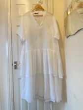 NWT Kit & Kaboodal Italian White Linen & Cotton Dress Size 16/18/20/22 RRP £49