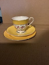 Beautiful Little Vintage Trio Mismatched Bargain Yellow Tea Cup, Saucer Plate