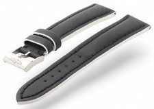 20mm Genuine BREITLING Black & White Calf Leather Watch Strap Band & Buckle