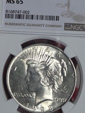 1923 $1 Peace Dollar NGC MS65