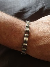 Mens Solid Stainless Steel Bike Chain Type Bracelet