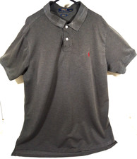 Ralph Lauren Polo Shirt Custom Fit Men’s Size XXL Dark Grey Logo 100% Cotton