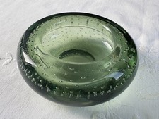 Whitefriars Art Glass Ocean Green Bowl  or Dish Controlled Bubble Release VGC