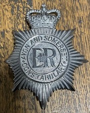 Vintage Avon & Somerset Police Helmet Plate 12cm x 9cm