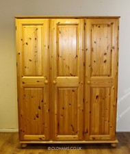 Vintage Ducal Pine Triple Wardrobe - Shelving - Mirror - 140CM Wide
