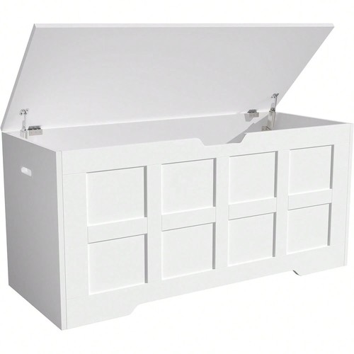 White wooden toy storage - storage, chest