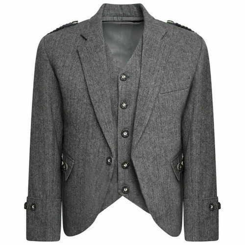 Grey tweed argyle kilt - argyle,