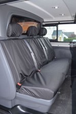 Seat Covers For Vauxhall Vivaro Crew Cab (01-14) Black Tailored Fit Rear Set