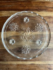 Vintage Cut Glass Cake/Sandwich Plate 3 Feet Single Tier 