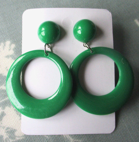 New mod 60s green earrings - new,