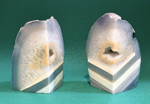 Agate bookends crystal geode - agate,
