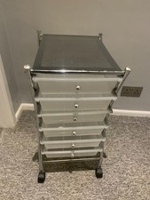 Portable Plastic 6 Drawer Mobile Portable Storage  Drawer Tower Trolley Castor