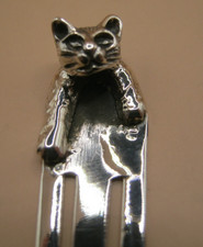 Sweet Solid Silver 925 Bookmark With A Peekaboo Cat Topper - Paper Money Clip