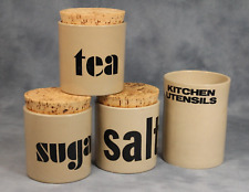 Set Vintage Maxby UK Stoneware Kitchen Container Storage Canisters Salt Pig Tea