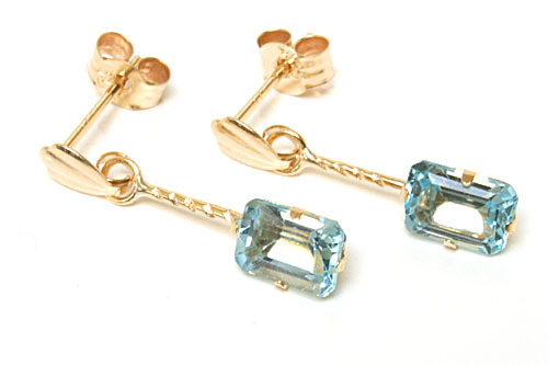 9ct gold blue topaz drop - 9ct,