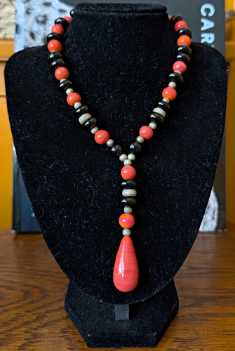 Murano red black beaded - murano,