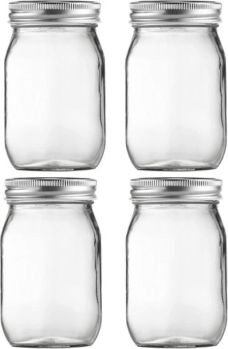 Glass mason jars 16oz regular - 16oz,