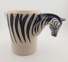 3D Zebra Wild Animal Safari Jungle Head Handle Ceramic Coffee Tea Mug