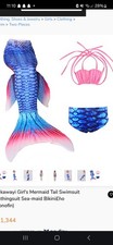 Kid/teens colourful detailed mermaid tail swimwear with matching bikini