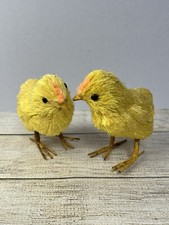 Pair Vintage Straw Spring, Easter Chicks, Baby Bird Figurines, Very Cute!