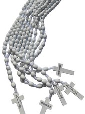 White Wooden Wood Rosary Lot